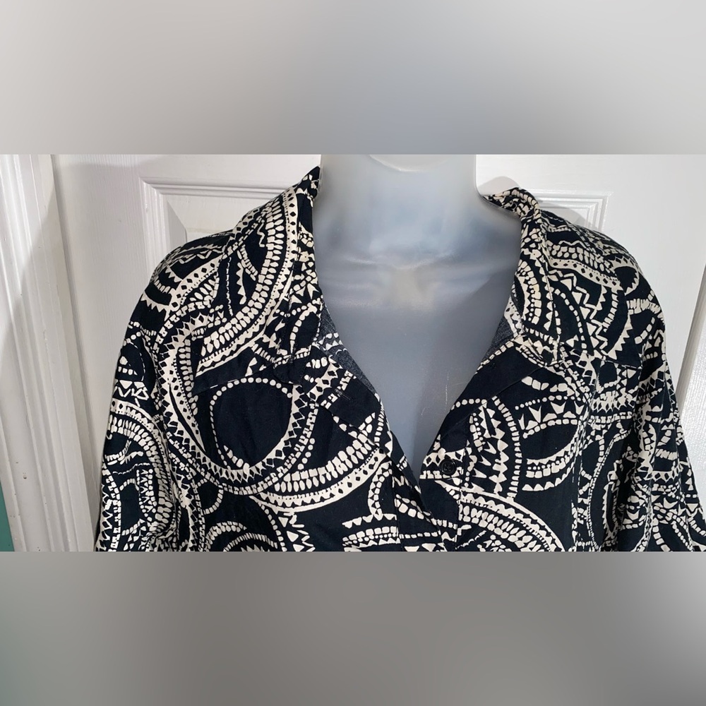 Anthropologie Maeve Bettina in Black White Print Cotton Shirt Dress 2XL   AA11 - Picture 4 of 10